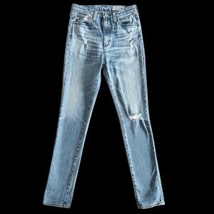 AG Adriano Goldschmied Distressed Blue Jeans Sophia high rise skinny sz 26 #797